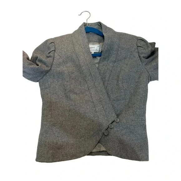 Vintage Gray Wool Blend Tweed Lined Blazer Jacket Size 5/6 - Picture 2 of 9